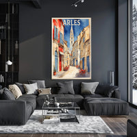 Charming Arles Street Scene: Watercolor Travel Poster PosterGoat