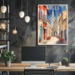 Charming Arles Street Scene: Watercolor Travel Poster PosterGoat