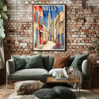 Charming Arles Street Scene: Watercolor Travel Poster PosterGoat