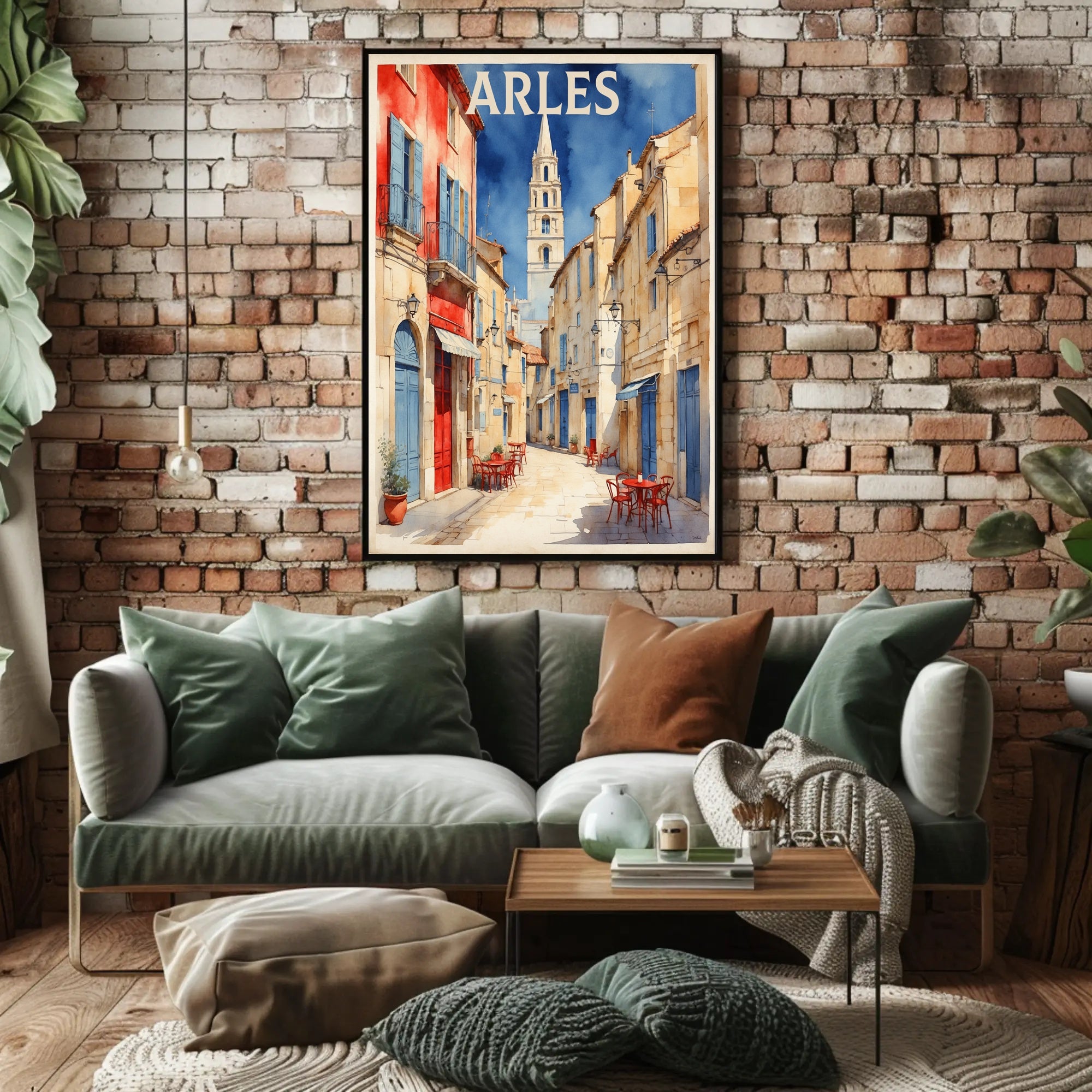 Charming Arles Street Scene: Watercolor Travel Poster PosterGoat