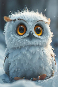 Charming Baby Owl in Winter Animal Poster PosterGoat