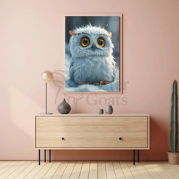 Charming Baby Owl in Winter Animal Poster PosterGoat