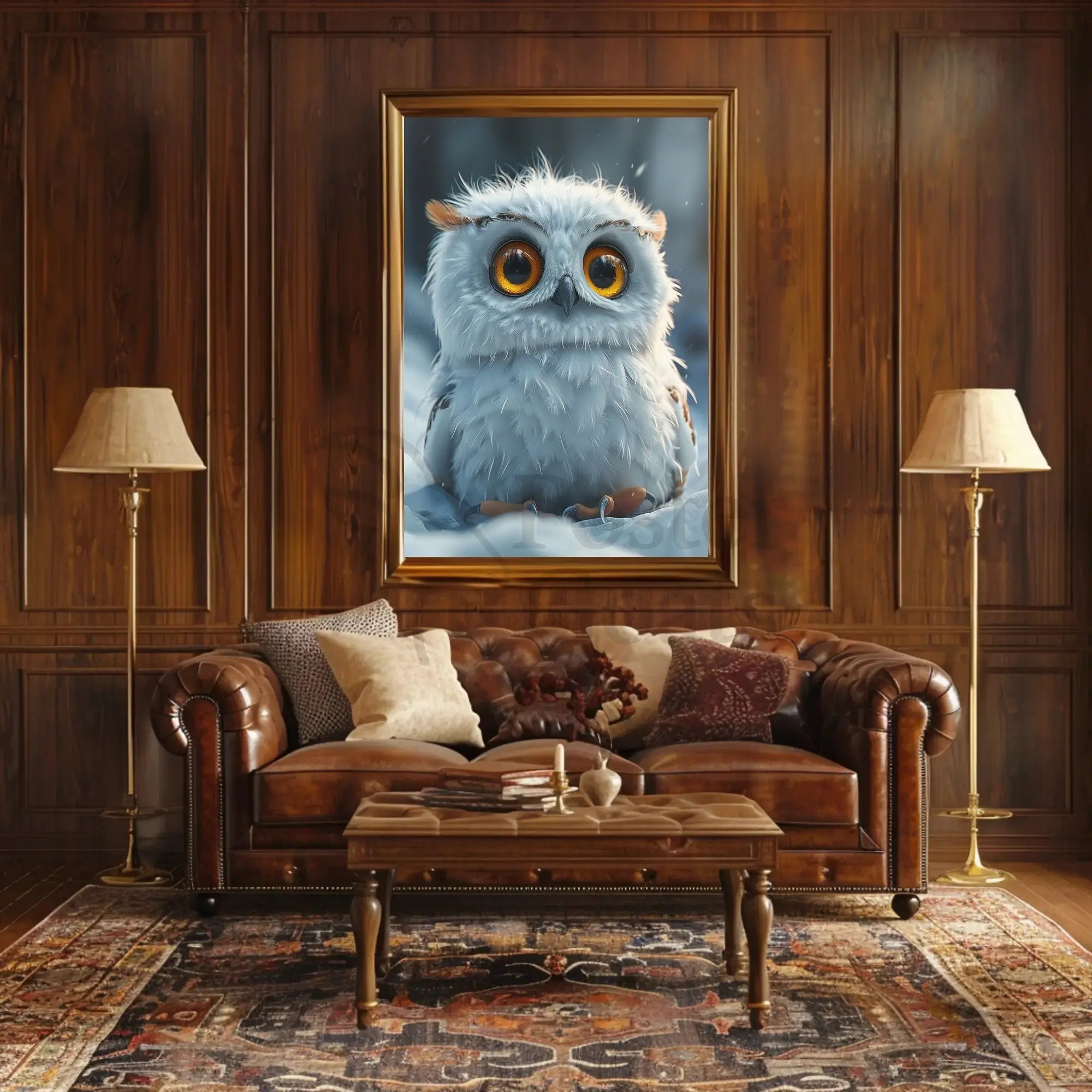 Charming Baby Owl in Winter Animal Poster PosterGoat