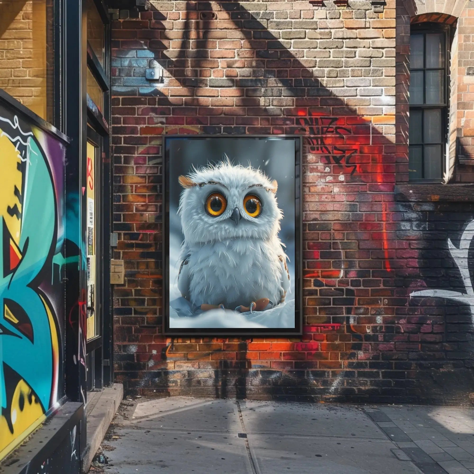 Charming Baby Owl in Winter Animal Poster PosterGoat