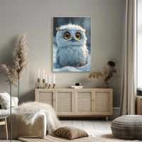 Charming Baby Owl in Winter Animal Poster PosterGoat