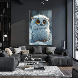 Charming Baby Owl in Winter Animal Poster PosterGoat