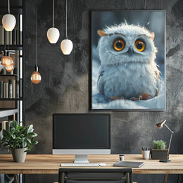 Charming Baby Owl in Winter Animal Poster PosterGoat