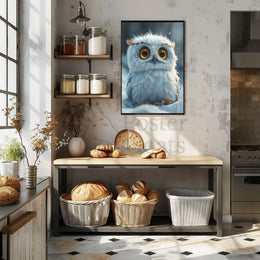 Charming Baby Owl in Winter Animal Poster PosterGoat