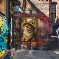 Charming Cat with Woven Hat Animal Poster PosterGoat