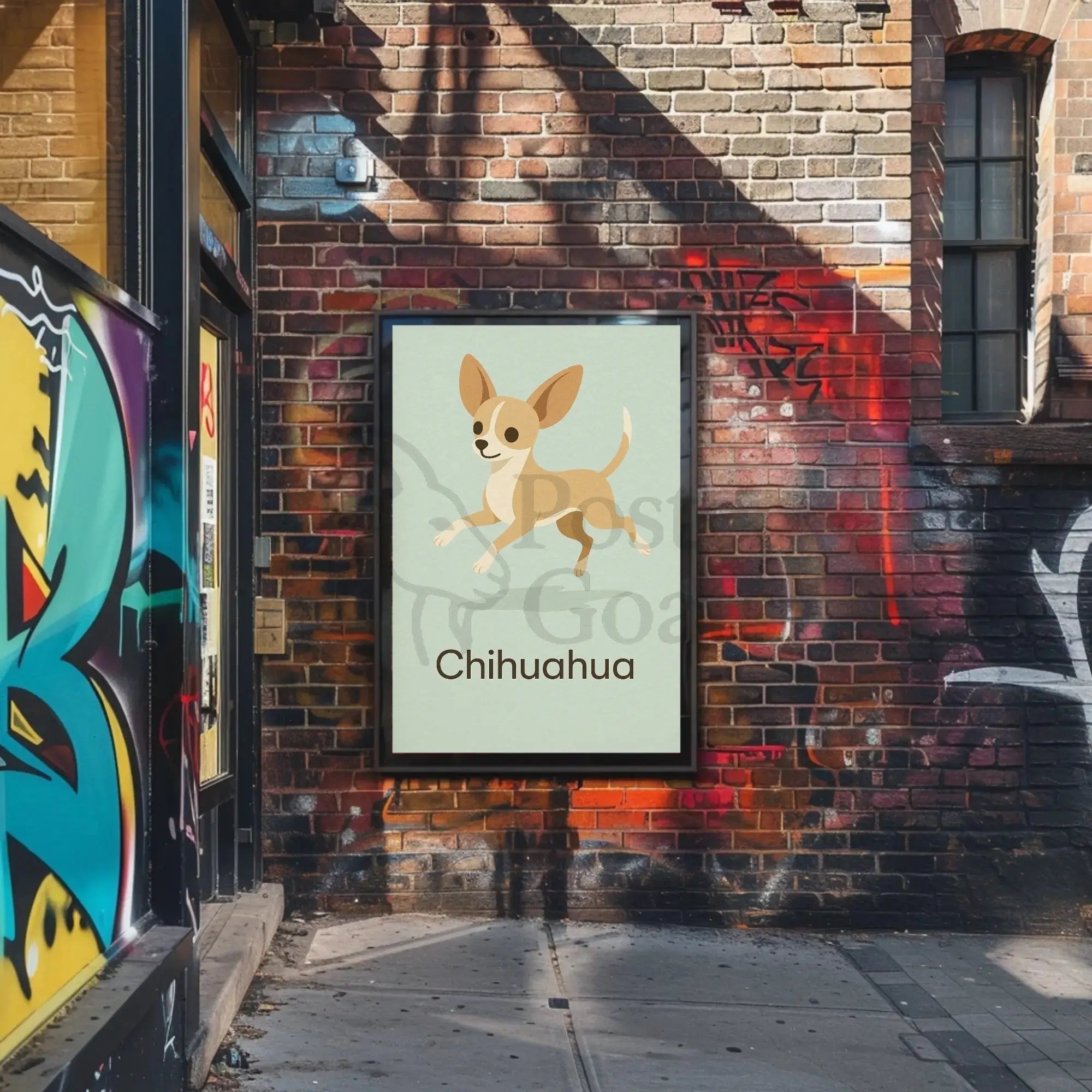 Charming Chihuahua Leap Stylized Dog Breed Poster PosterGoat