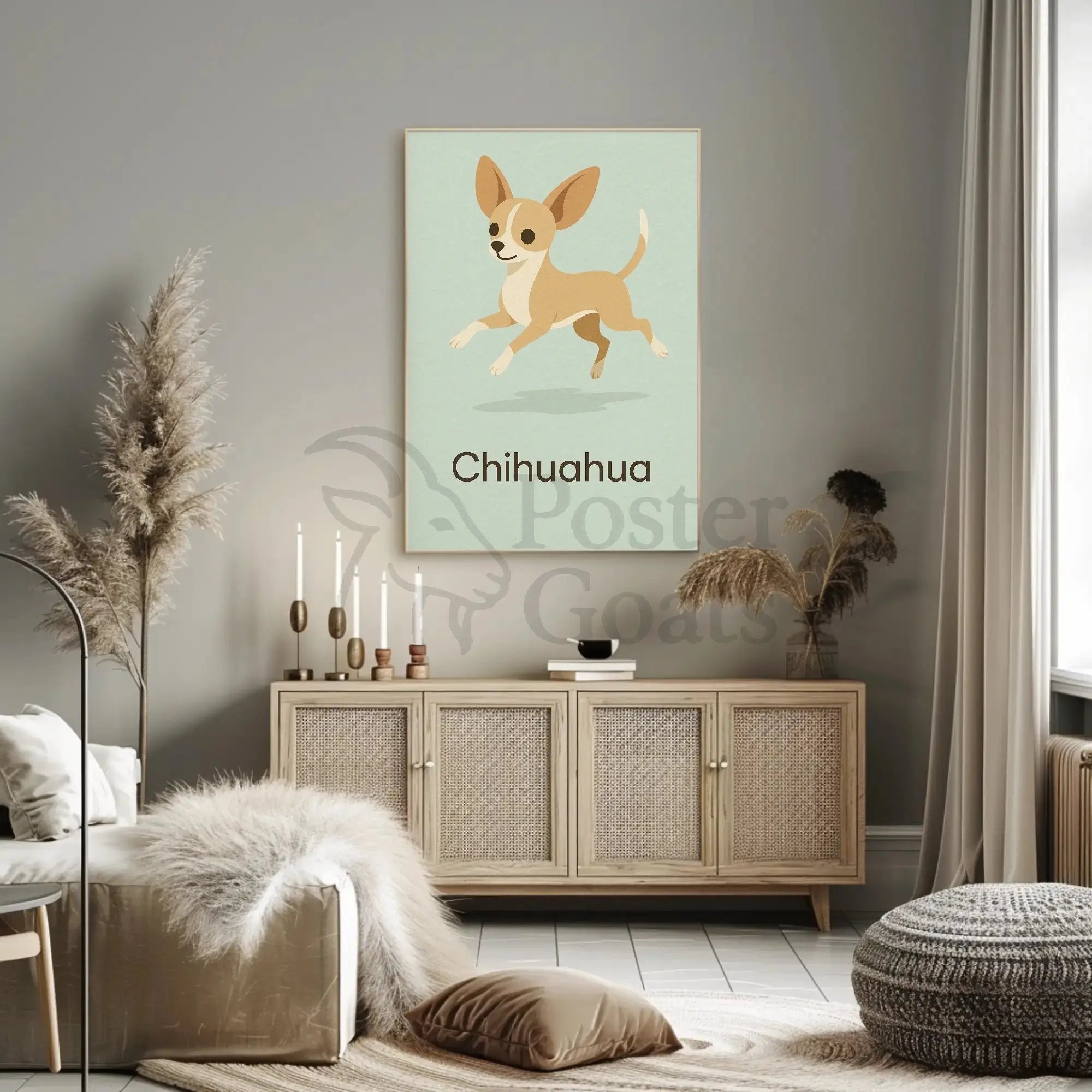 Charming Chihuahua Leap Stylized Dog Breed Poster PosterGoat