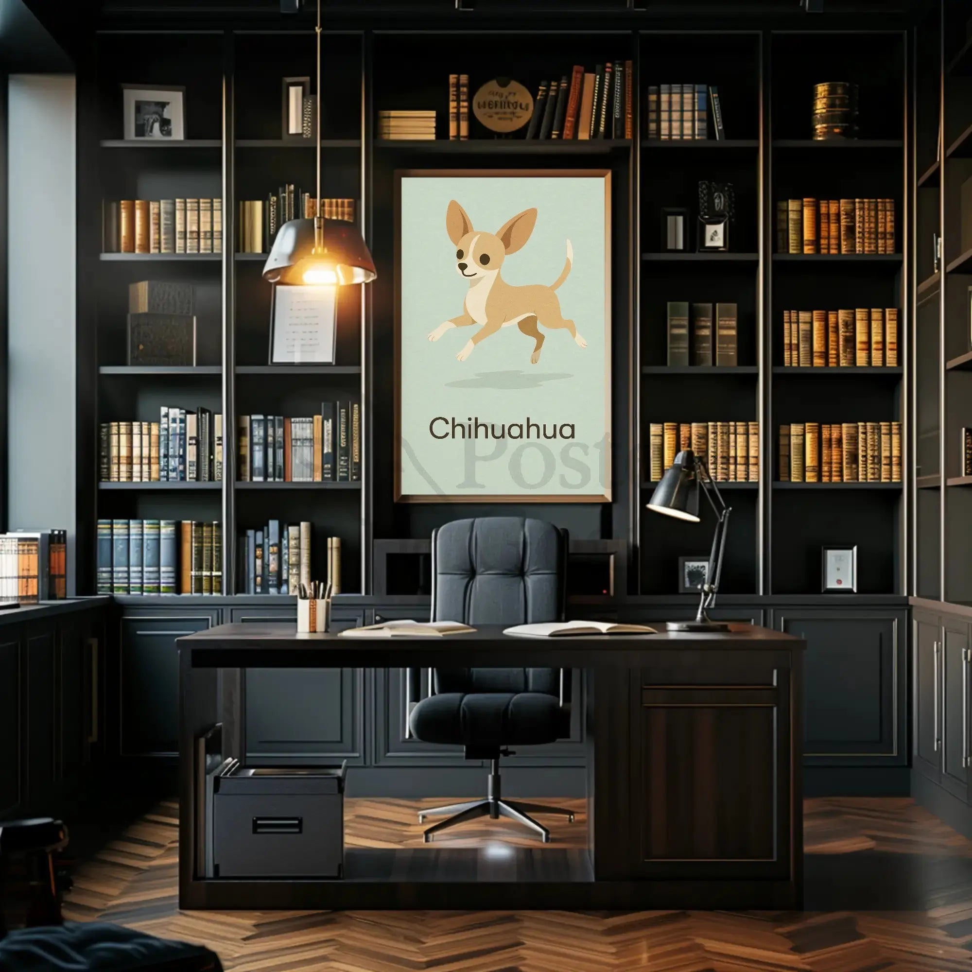 Charming Chihuahua Leap Stylized Dog Breed Poster PosterGoat