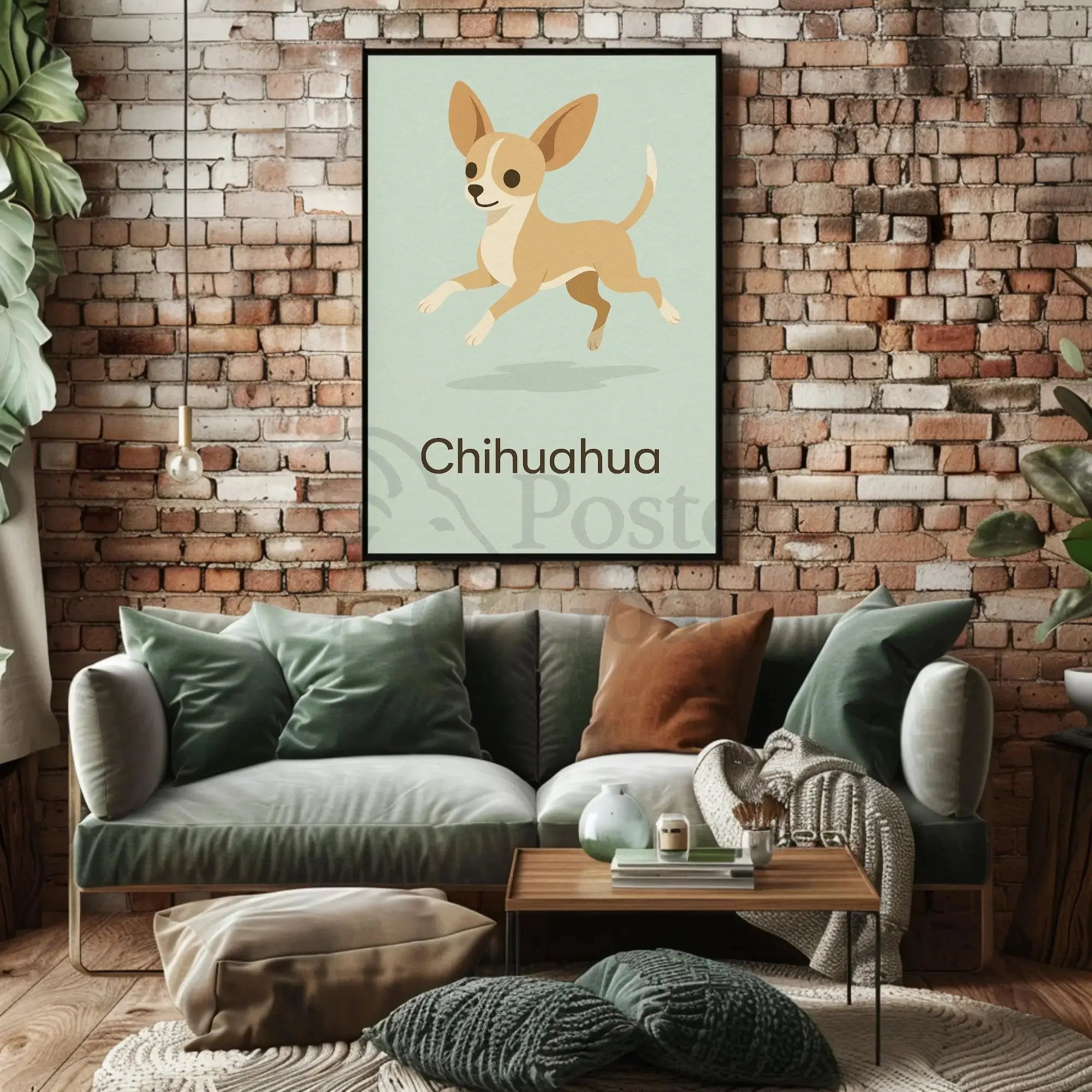 Charming Chihuahua Leap Stylized Dog Breed Poster PosterGoat