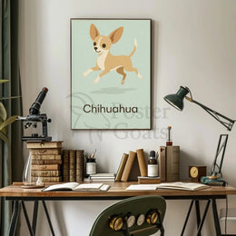 Charming Chihuahua Leap Stylized Dog Breed Poster PosterGoat
