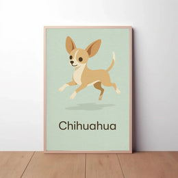 Charming Chihuahua Leap Stylized Dog Breed Poster PosterGoat