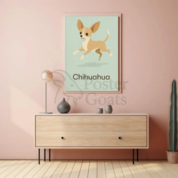 Charming Chihuahua Leap Stylized Dog Breed Poster PosterGoat