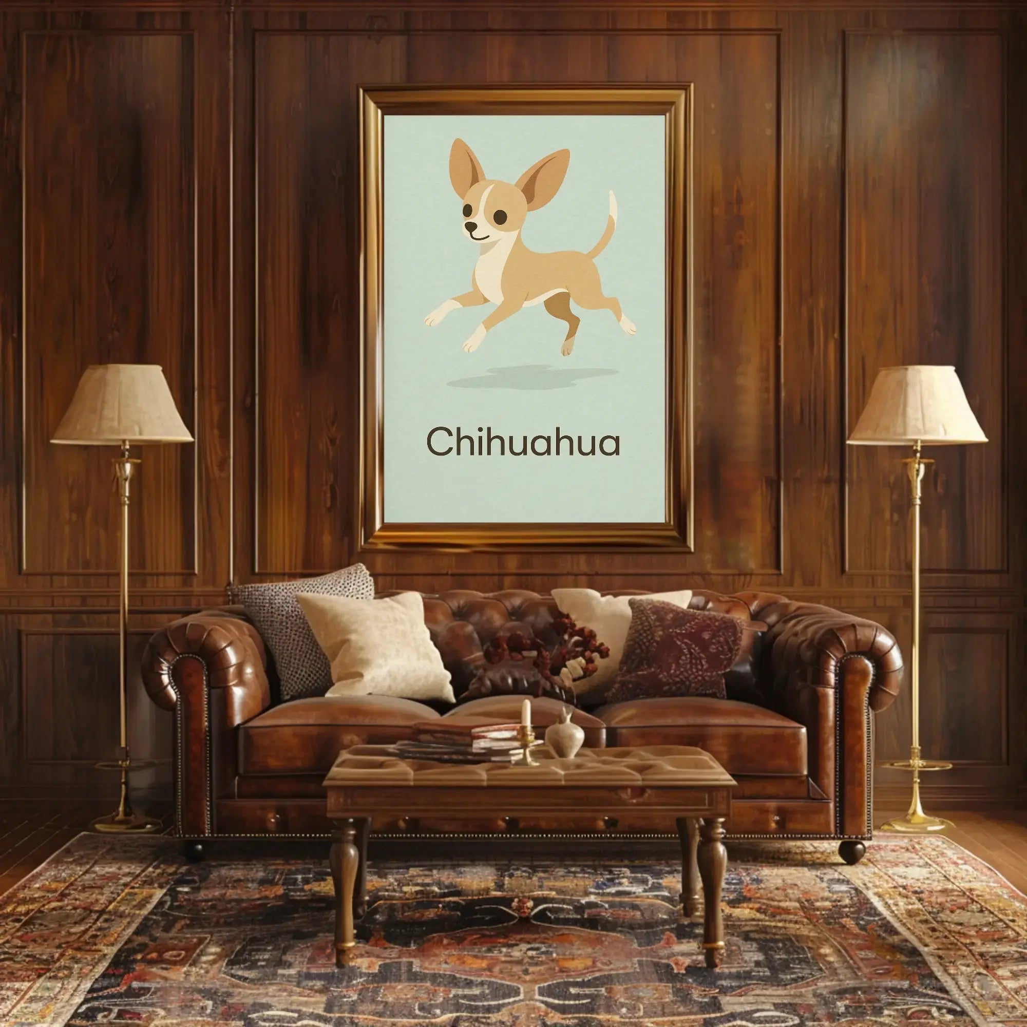 Charming Chihuahua Leap Stylized Dog Breed Poster PosterGoat