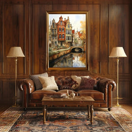 Charming European Canal Scene with Historical Architecture Poster PosterGoat
