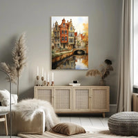 Charming European Canal Scene with Historical Architecture Poster PosterGoat