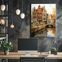 Charming European Canal Scene with Historical Architecture Poster PosterGoat