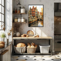 Charming European Canal Scene with Historical Architecture Poster PosterGoat