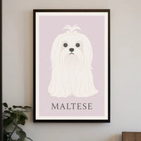 Charming Maltese Elegance in Minimalist Dog Breed Poster PosterGoat