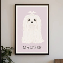 Charming Maltese Elegance in Minimalist Dog Breed Poster PosterGoat