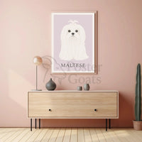 Charming Maltese Elegance in Minimalist Dog Breed Poster PosterGoat