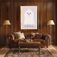 Charming Maltese Elegance in Minimalist Dog Breed Poster PosterGoat