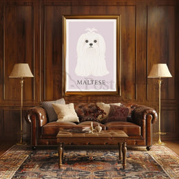 Charming Maltese Elegance in Minimalist Dog Breed Poster PosterGoat
