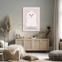 Charming Maltese Elegance in Minimalist Dog Breed Poster PosterGoat