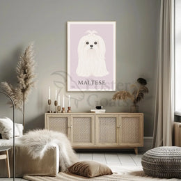 Charming Maltese Elegance in Minimalist Dog Breed Poster PosterGoat