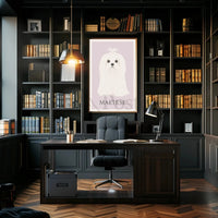 Charming Maltese Elegance in Minimalist Dog Breed Poster PosterGoat