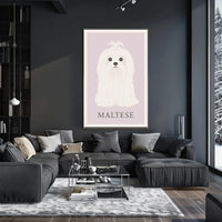 Charming Maltese Elegance in Minimalist Dog Breed Poster PosterGoat
