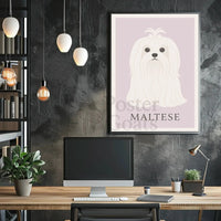 Charming Maltese Elegance in Minimalist Dog Breed Poster PosterGoat