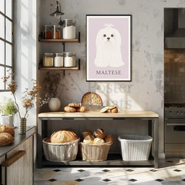 Charming Maltese Elegance in Minimalist Dog Breed Poster PosterGoat