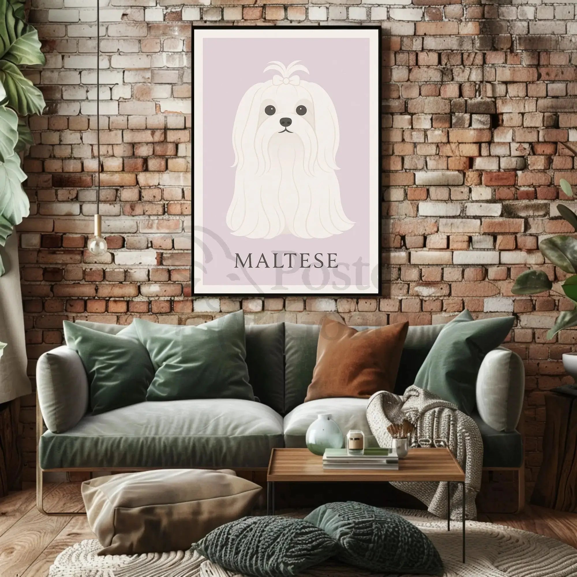 Charming Maltese Elegance in Minimalist Dog Breed Poster PosterGoat