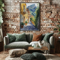 Charming Mediterranean Alley, Artistic Travel Poster PosterGoat