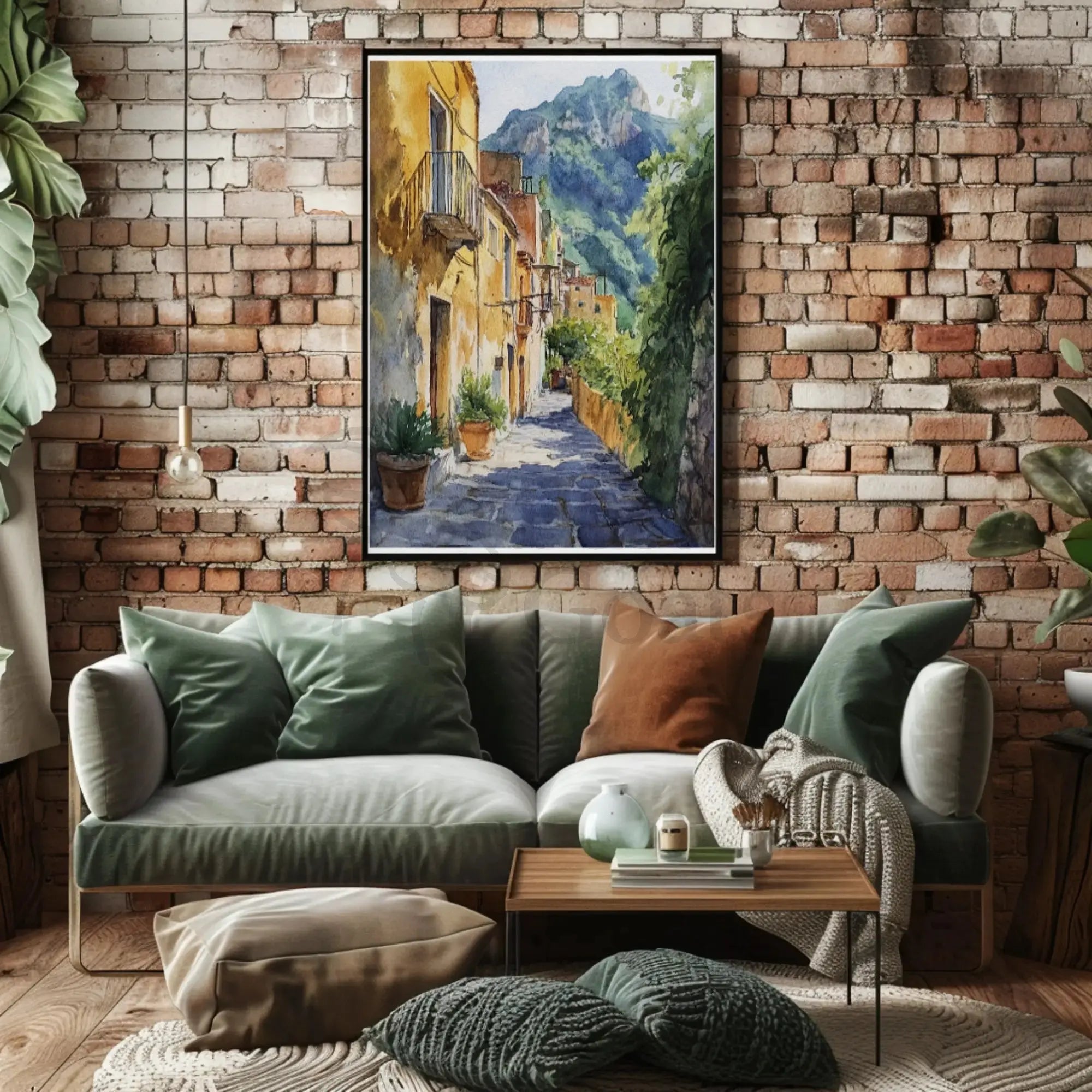 Charming Mediterranean Alley, Artistic Travel Poster PosterGoat
