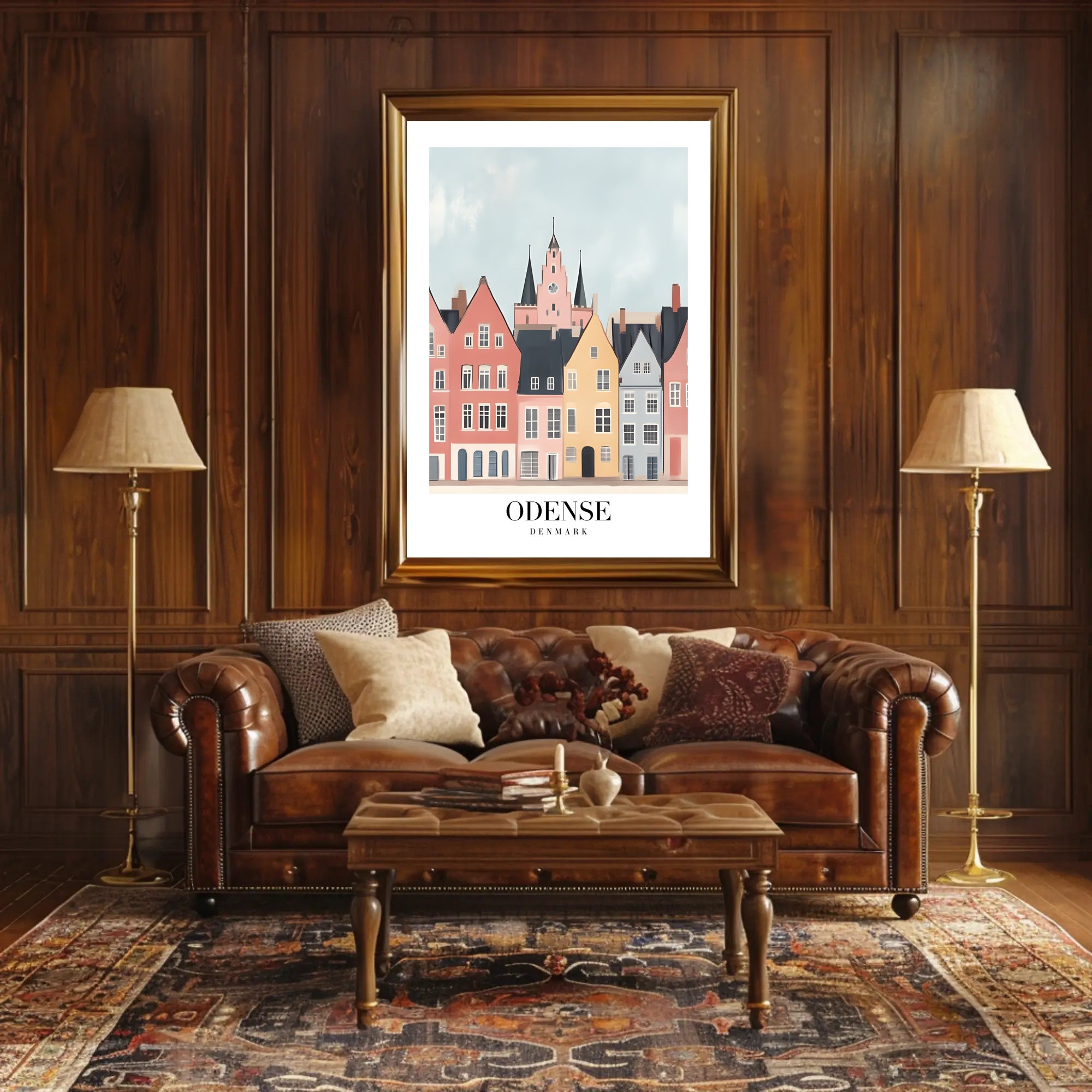 Charming Odense Streetscape Travel Poster PosterGoat