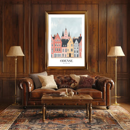 Charming Odense Streetscape Travel Poster PosterGoat