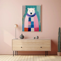 Charming Polar Bear with Scarf Animal Poster PosterGoat