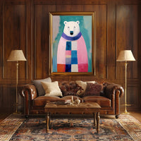 Charming Polar Bear with Scarf Animal Poster PosterGoat