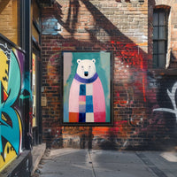 Charming Polar Bear with Scarf Animal Poster PosterGoat