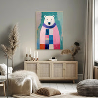 Charming Polar Bear with Scarf Animal Poster PosterGoat