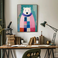Charming Polar Bear with Scarf Animal Poster PosterGoat