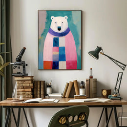 Charming Polar Bear with Scarf Animal Poster PosterGoat