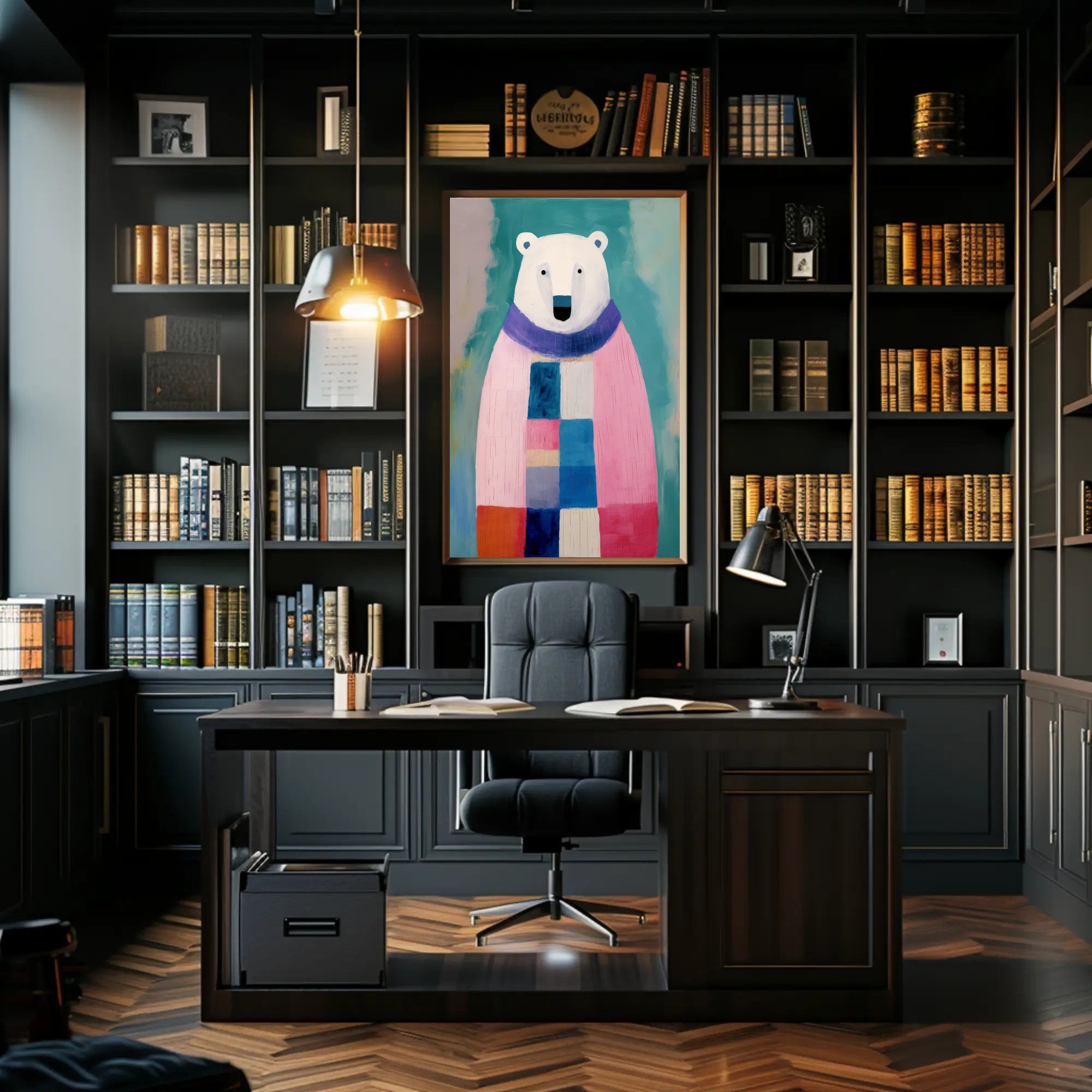 Charming Polar Bear with Scarf Animal Poster PosterGoat