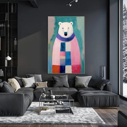Charming Polar Bear with Scarf Animal Poster PosterGoat