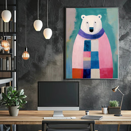 Charming Polar Bear with Scarf Animal Poster PosterGoat